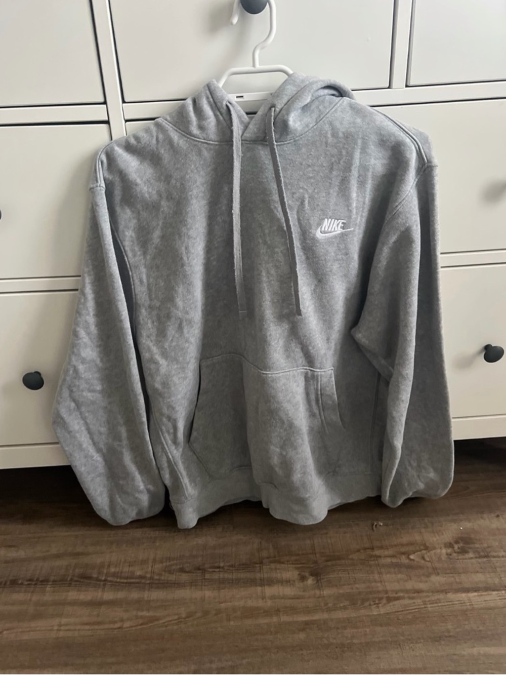 Nike Light Grey Pullover Hoodie with White Swoosh